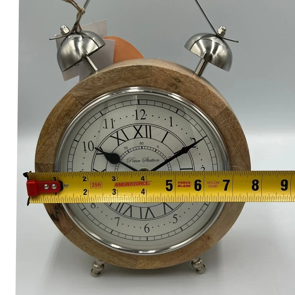 Penn Station Alarm Clock Unisex OS Brown Brand New Wood Metal Vintage NYC Style